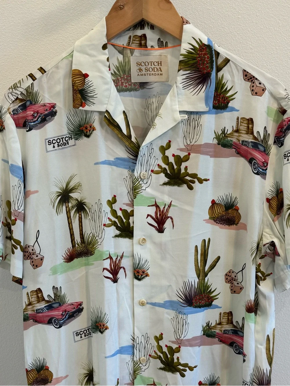 NWT Scotch & Soda Desert Motif Camp Short Sleeve Button Down Shirt Medium Resort - Picture 2 of 7
